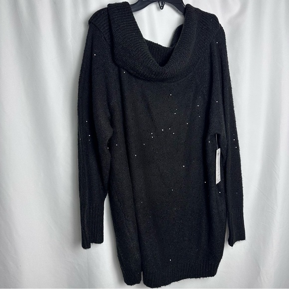Chico’s NWT Touch of Sparkle Sweater Black Sequins Cowl Neck size 3 XL Holidays - Picture 1 of 9